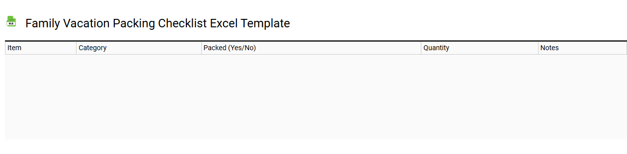 Family vacation packing checklist Excel template