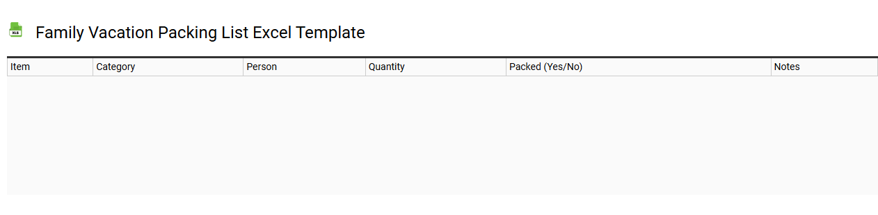 Family vacation packing list Excel template