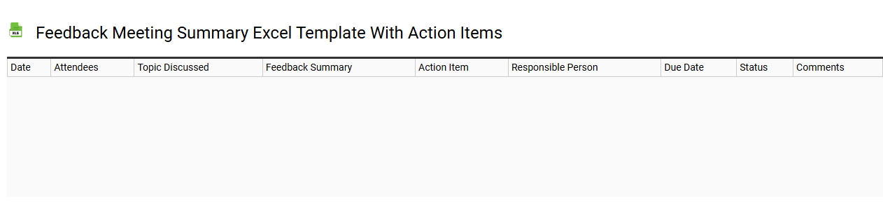 Feedback meeting summary Excel template with action items