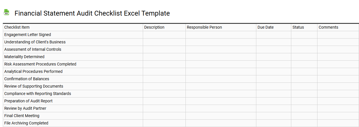Financial statement audit checklist Excel template
