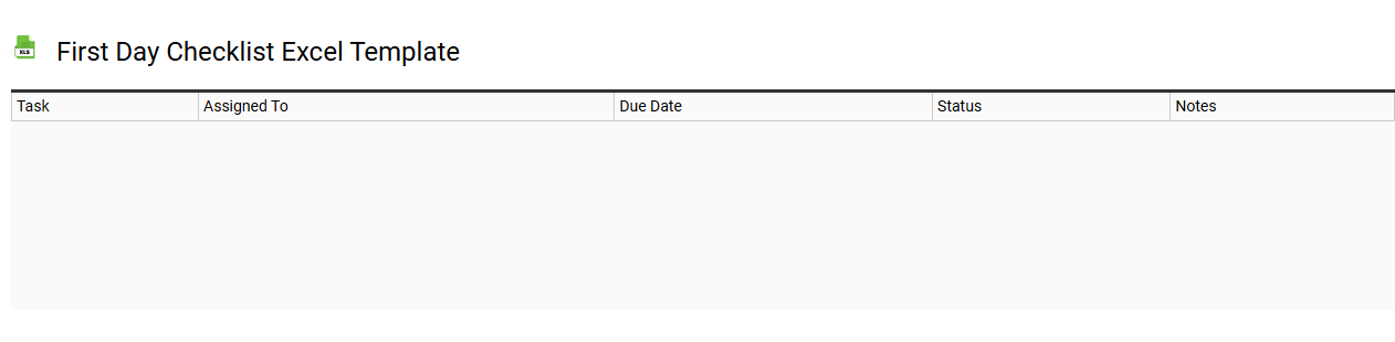 First day checklist Excel template
