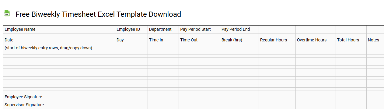 Free biweekly timesheet Excel template download