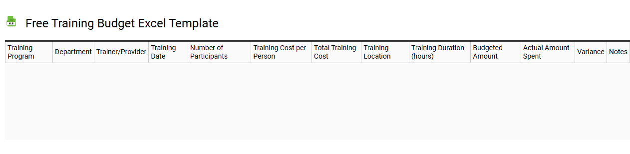 Free training budget Excel template