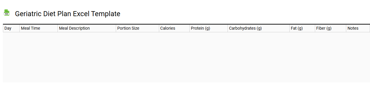 Geriatric diet plan Excel template