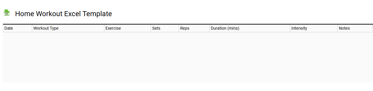 Home workout Excel template