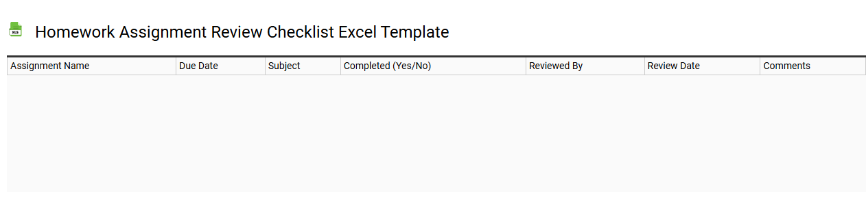 Homework assignment review checklist Excel template