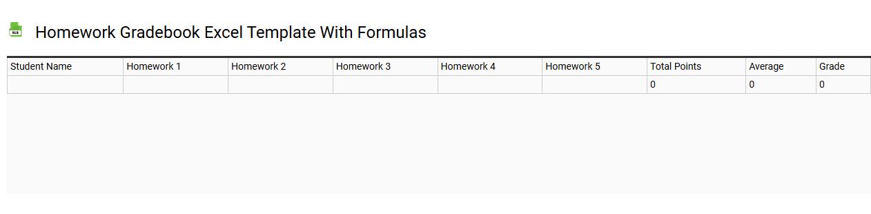 Homework gradebook Excel template with formulas
