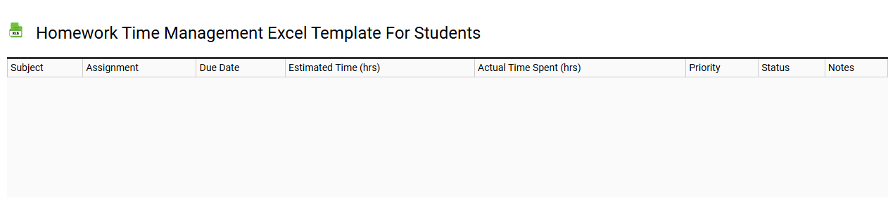 Homework time management Excel template for students
