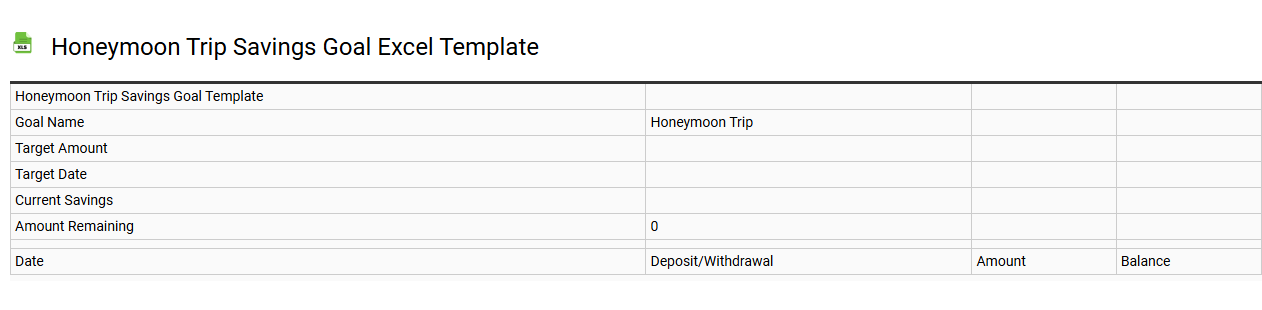 Honeymoon trip savings goal Excel template