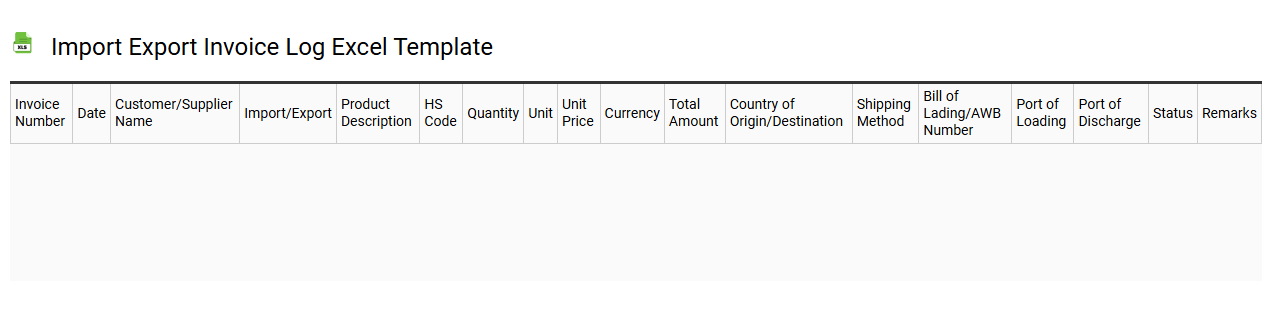 Import export invoice log Excel template