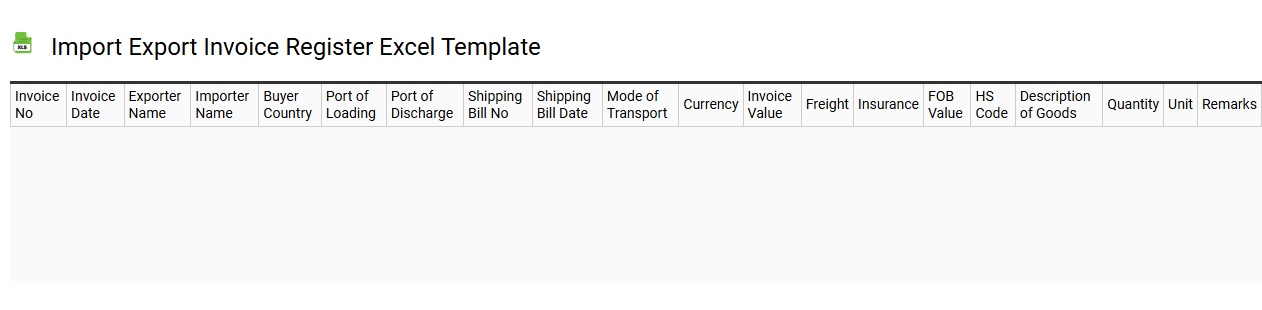 Import export invoice register Excel template