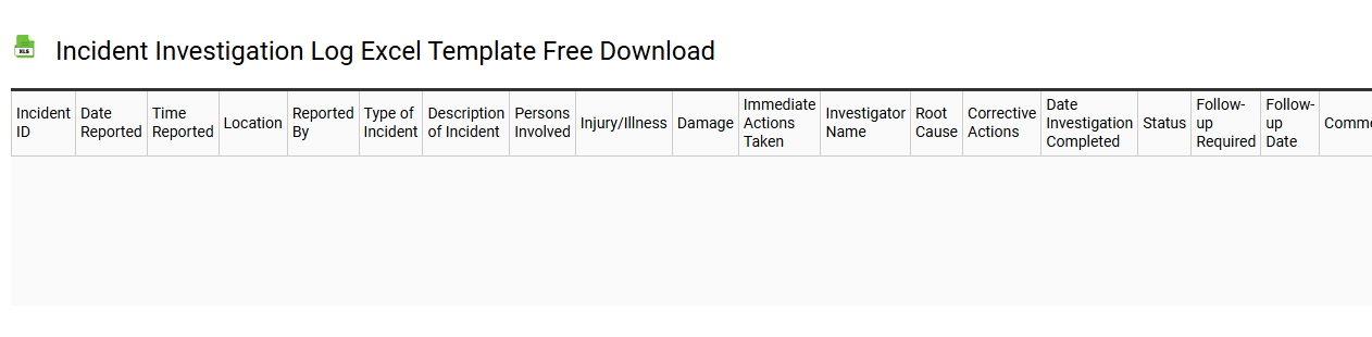 Incident investigation log Excel template free download