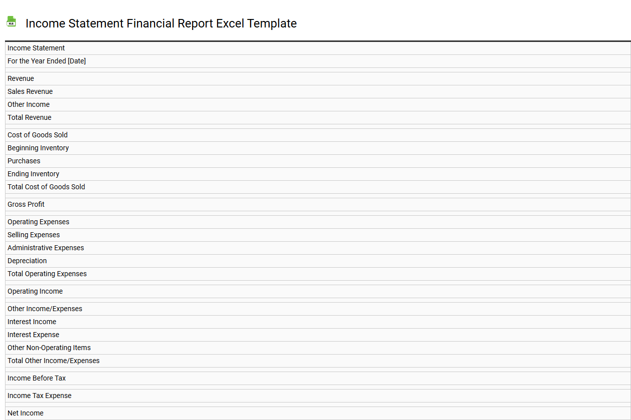 Income statement financial report Excel template