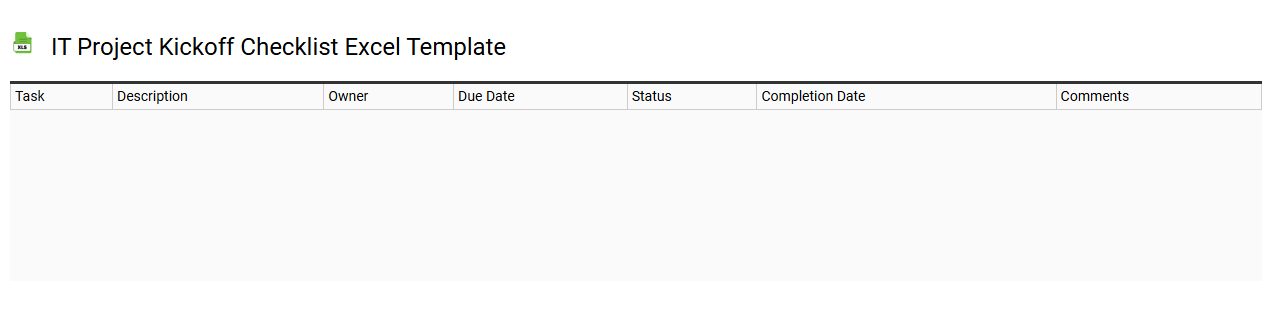 IT project kickoff checklist Excel template
