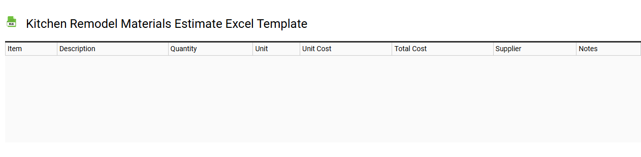 Kitchen remodel materials estimate Excel template