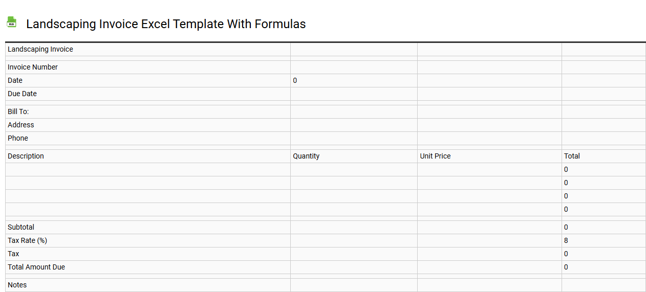 Landscaping invoice Excel template with formulas
