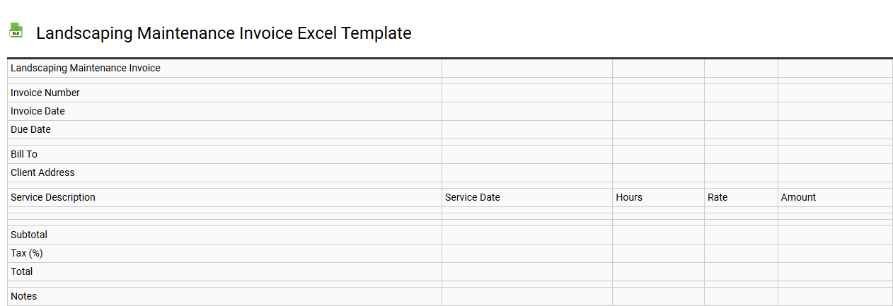 Landscaping maintenance invoice Excel template