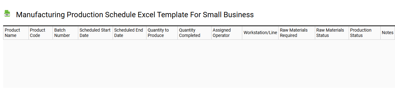 Manufacturing production schedule Excel template for small business