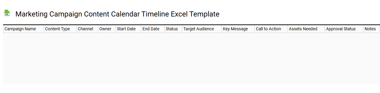 Marketing campaign content calendar timeline Excel template