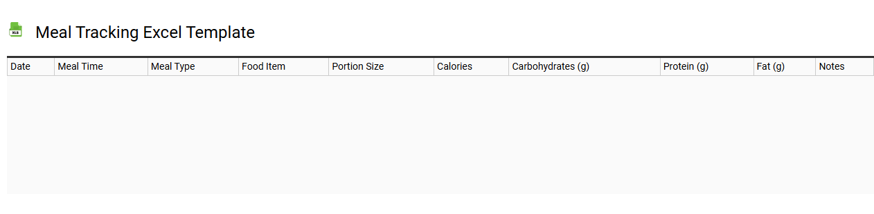 Meal tracking Excel template