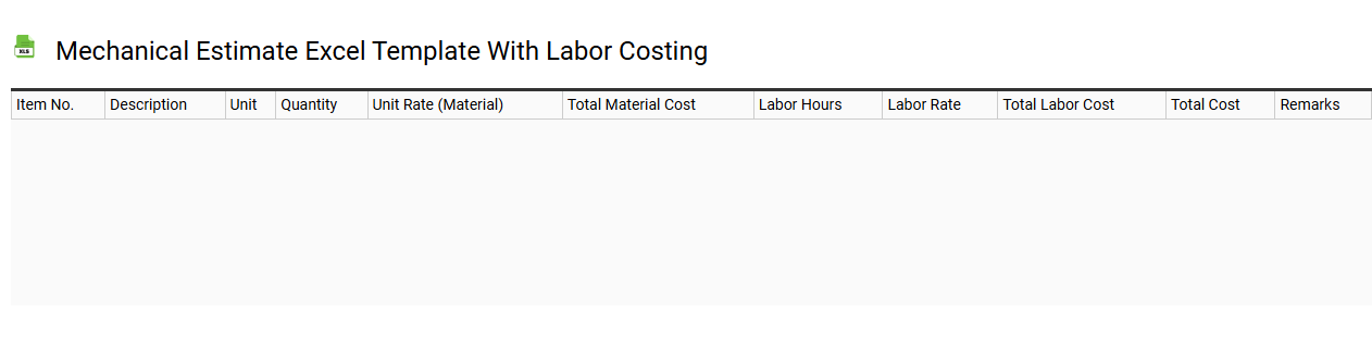 Mechanical estimate Excel template with labor costing