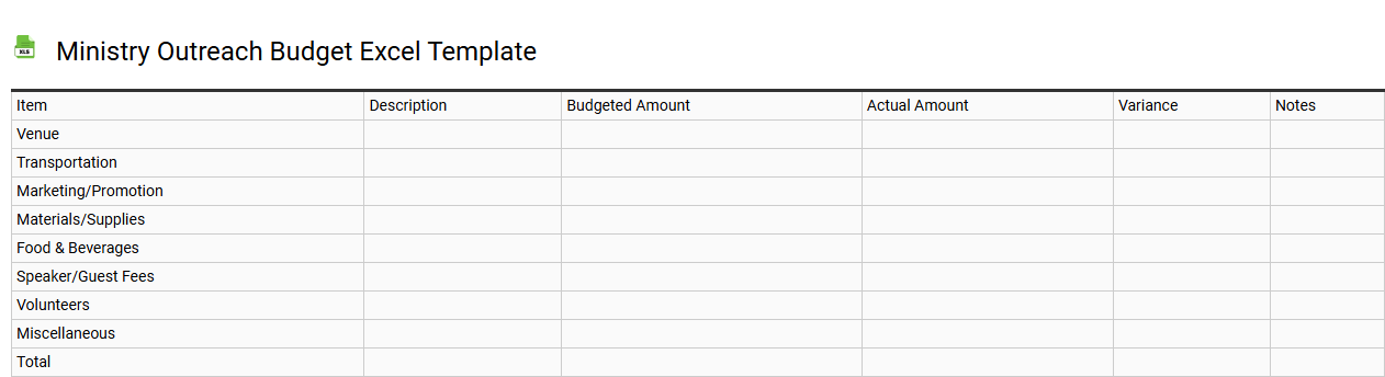 Ministry outreach budget Excel template