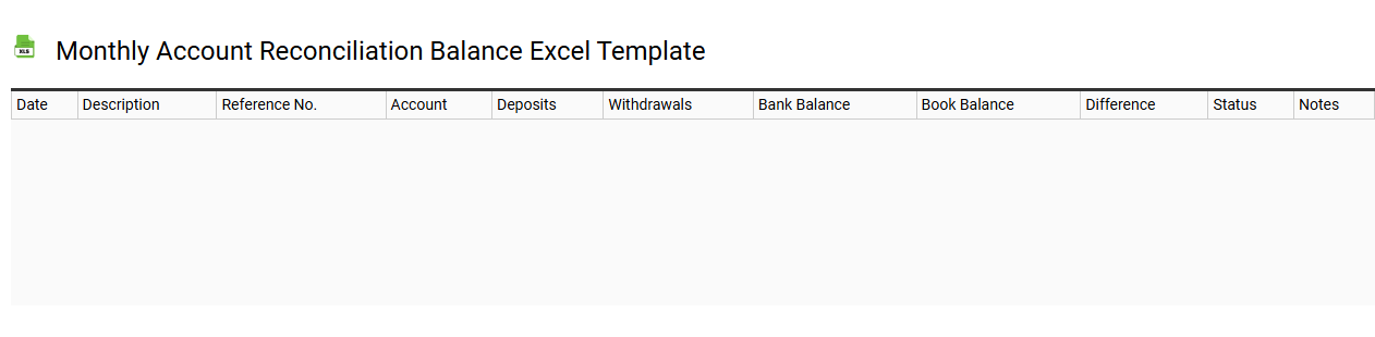 Monthly account reconciliation balance Excel template