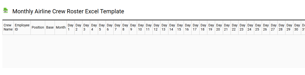 Monthly airline crew roster Excel template