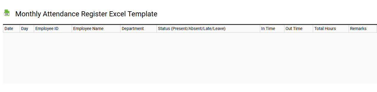 Monthly attendance register Excel template