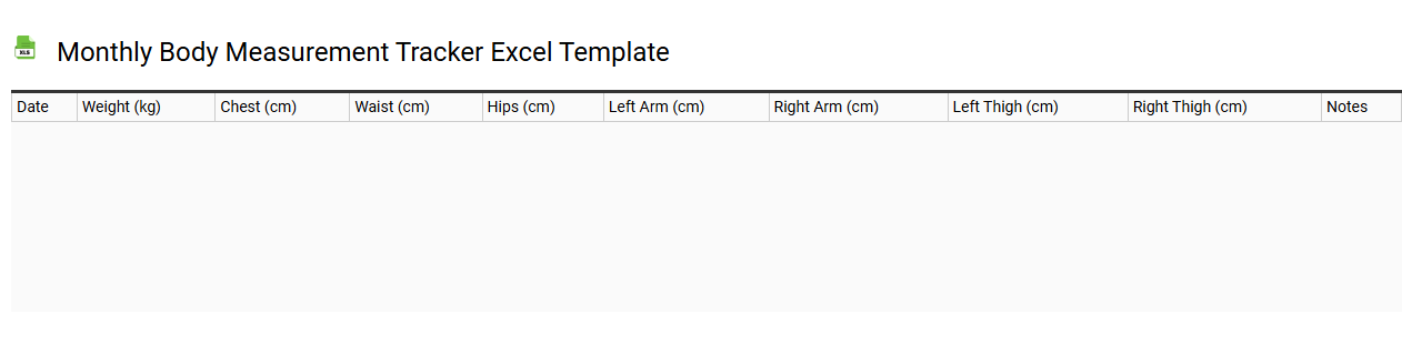 Monthly body measurement tracker Excel template