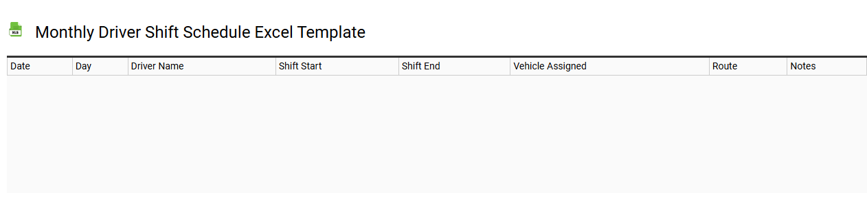 Monthly driver shift schedule Excel template