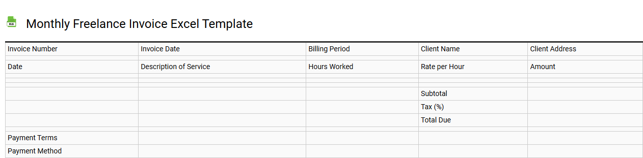 Monthly freelance invoice Excel template