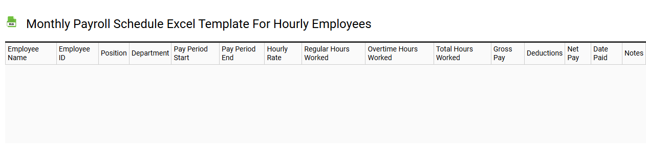 Monthly payroll schedule Excel template for hourly employees