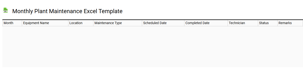 Monthly plant maintenance Excel template