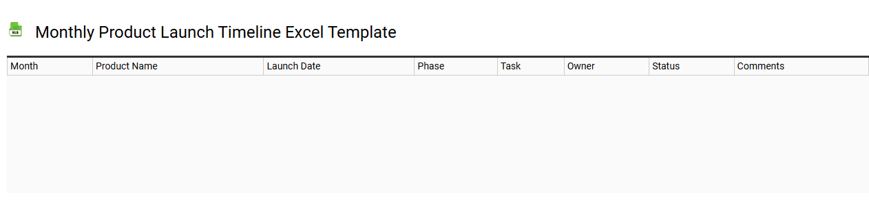 Monthly product launch timeline Excel template