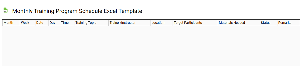 Monthly training program schedule Excel template