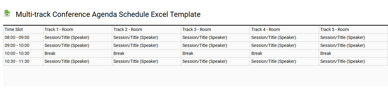 Multi-track conference agenda schedule Excel template