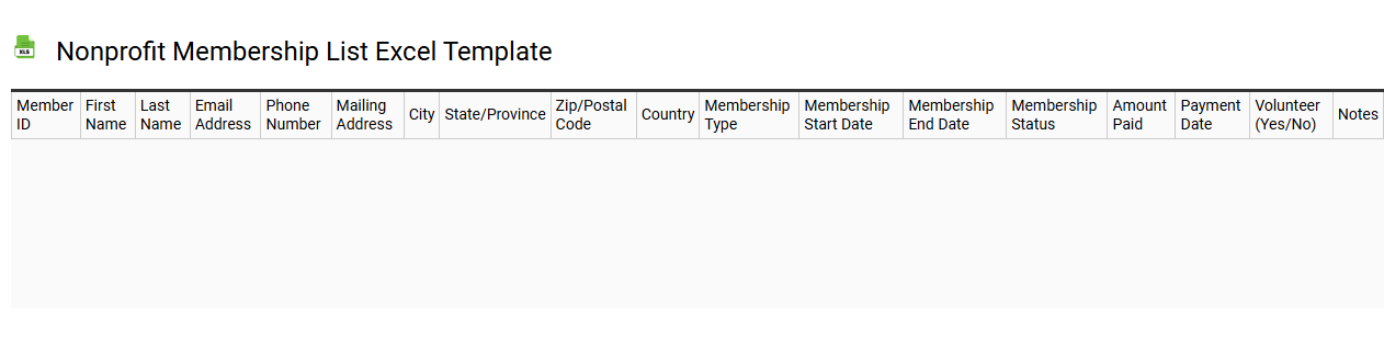 Nonprofit membership list Excel template
