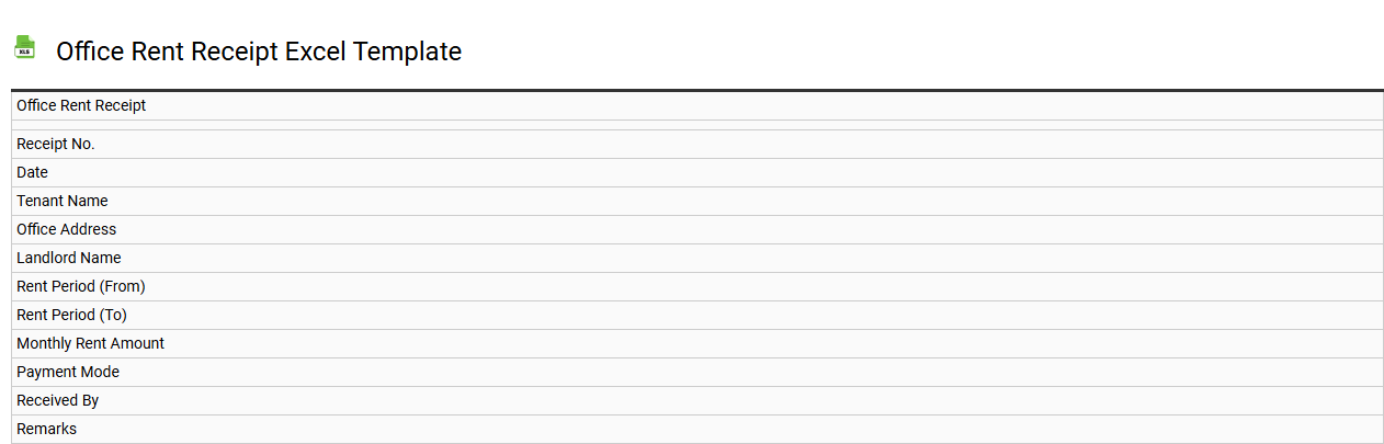 Office rent receipt Excel template