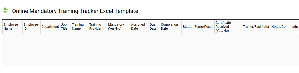 Online mandatory training tracker Excel template