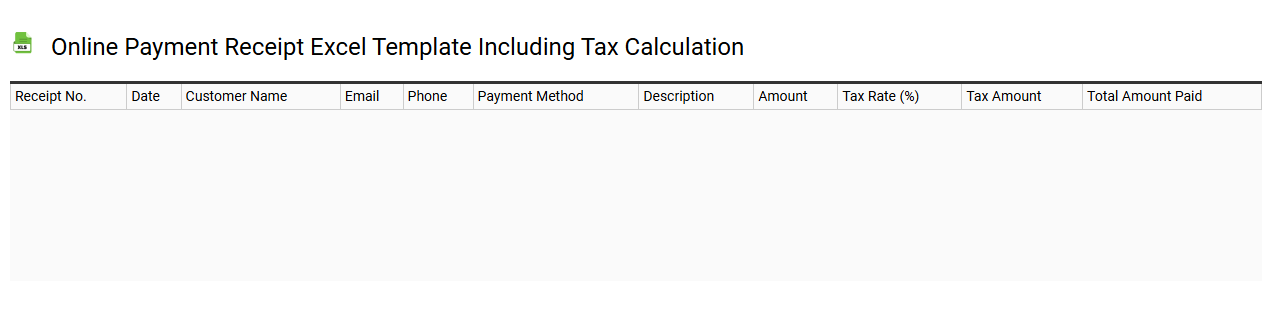 Online payment receipt Excel template including tax calculation
