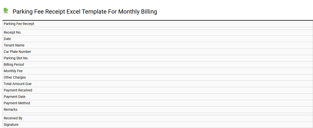 Parking fee receipt Excel template for monthly billing