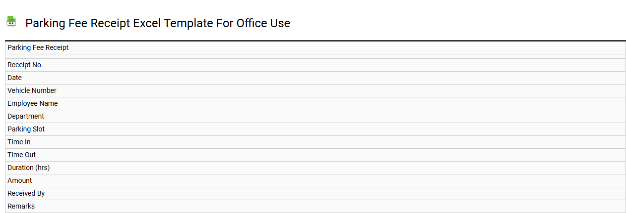 Parking fee receipt Excel template for office use