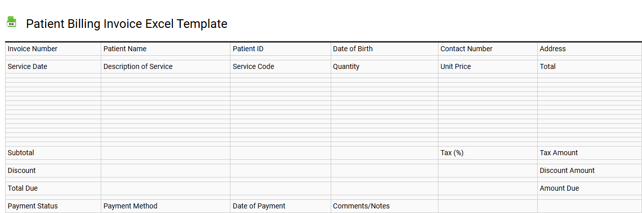 Patient billing invoice Excel template