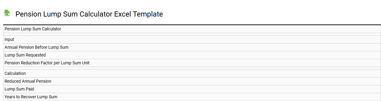 Pension lump sum calculator Excel template