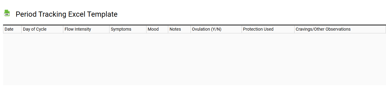 Period tracking Excel template