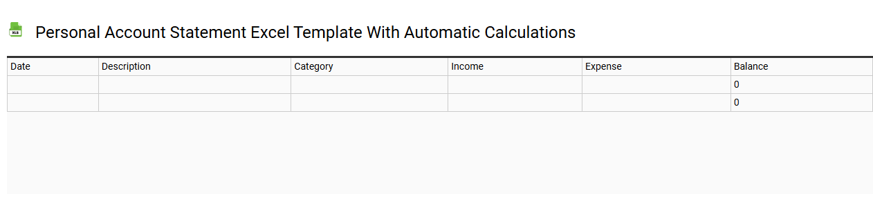 Personal account statement Excel template with automatic calculations