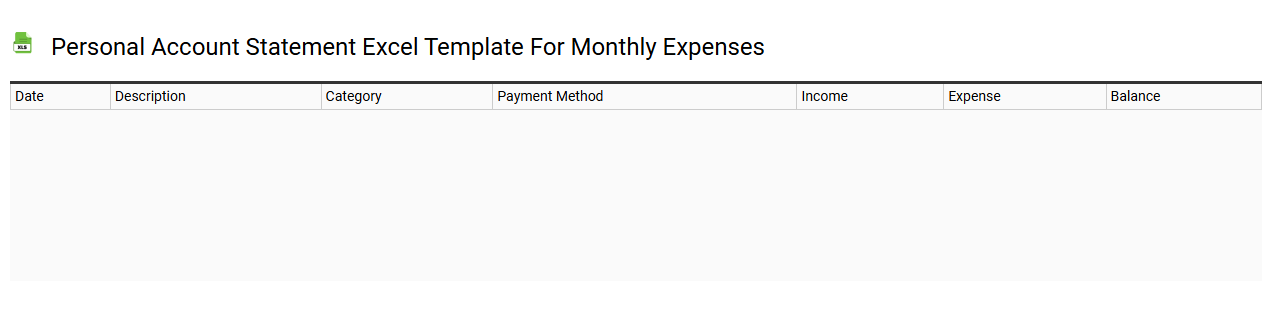 Personal account statement Excel template for monthly expenses