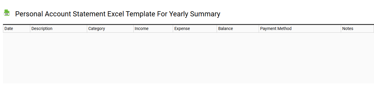 Personal account statement Excel template for yearly summary