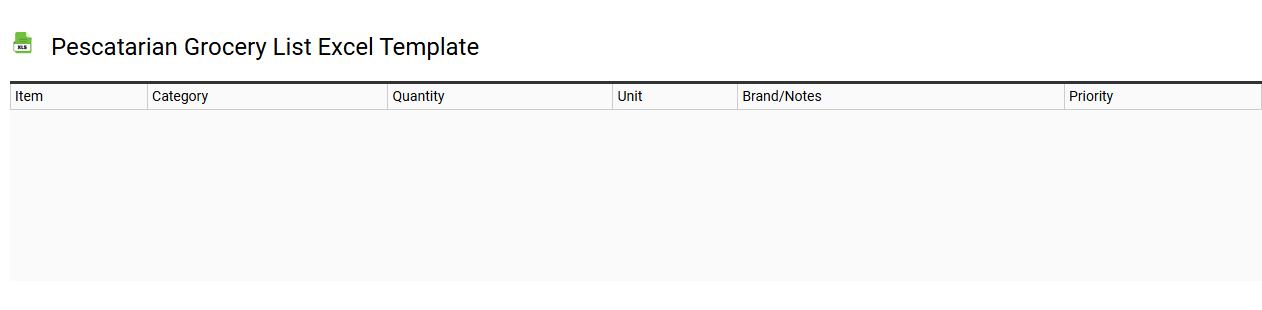 Pescatarian grocery list Excel template